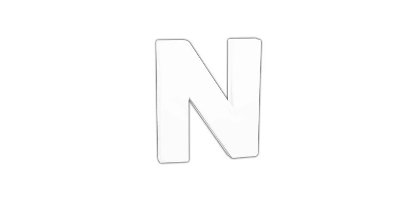 Petite lettre N 12cm - Blanc