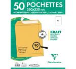 Versandtaschen haftklebend, gestreiftes braunes Kraftpapier, 260x330mm, 90g, Packung mit 50 Stück - Braun