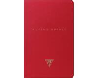 Flying Spirit Red carnet piqûre textile 11x17cm 96p ligné motifs assortis papier ivoire 90g - Rouge