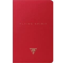 Flying Spirit Red gestikt textielnotitieboek 11x17cm 96p gelinieerd met assorti motieven ivoorkleurig papier 90g - Rood