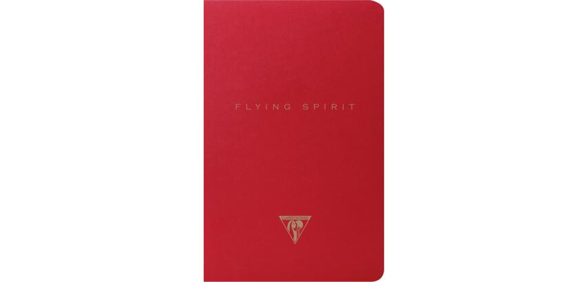 Flying Spirit Red carnet piqûre textile 11x17cm 96p ligné motifs assortis papier ivoire 90g - Rouge