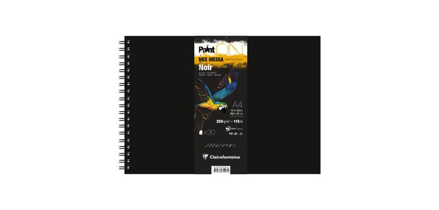 PaintON Noir carnet spiralé 30F A4 250g