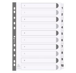 10Z - Separadores Separadores con pestañas impresas cartulina blanca 160 g/m 2 Con pestañas blancas plastifi cadas reforzadas - Blanco