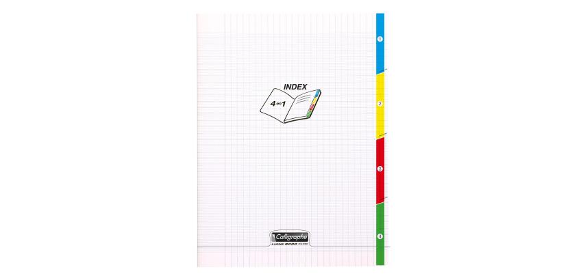 Cahier 4 index piqué 8000 POLYPRO 24x32 cm 96 pages grands carreaux 90 g - Incolore
