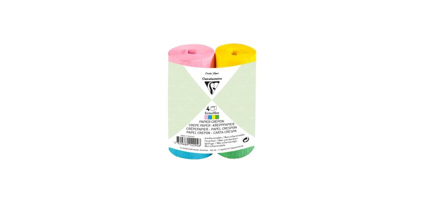 PAPIER CRÉPON IGNIFUGÉ, 4 bandes au format 5cmx10m - Assortiment printanier