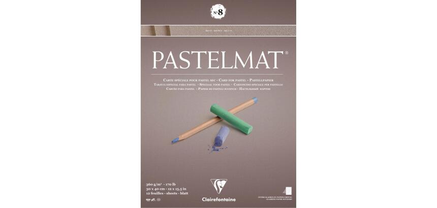 Pastelmat blok gelijmd 12 bladen 30x40 cm 360 g n°8