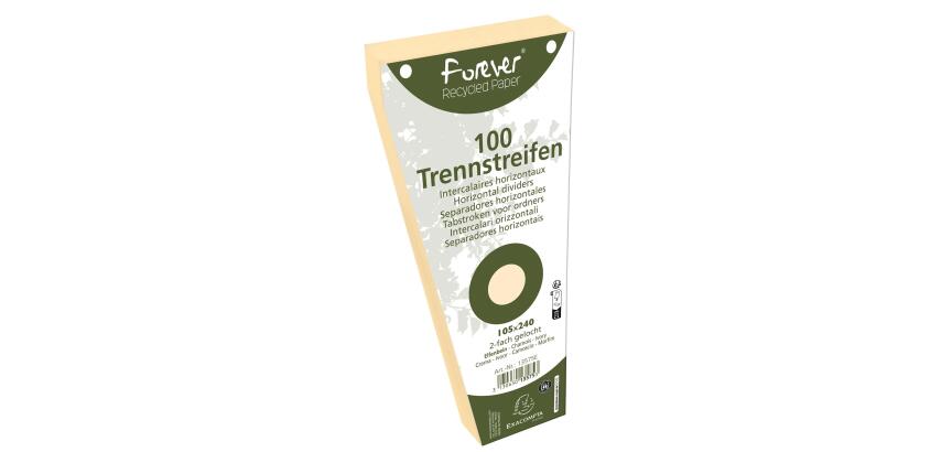 Paquet 100 fiches intercalaires trapézoïdales unies perforées Forever - 105x240mm