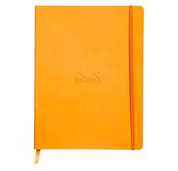 Rhodiarama softcover notitieboek 19x25 cm, 80 blad gelijnd ivoorkleurig papier van 90g, sluiting met elastiek - Oranje