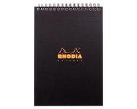 Notepad Rhodiactive 90g reliure intégrale A5 14,8x21 cm 160 pages ligné microperforé - Noir