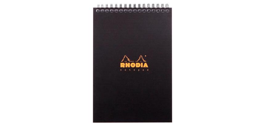 Notepad Rhodiactive A5, Spiralblock, 80 Blatt liniert 90g - Schwarz