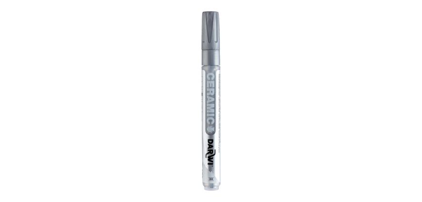 DARWI Kalte Keramikfarbe, Marker 2mm Spitze, Inhalt 6ml, Silber - Silber