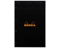 Gehefteter Notizblock Rhodia No.20 A4+, 80 Blatt kariert 80g, 4-fach gelocht - Schwarz