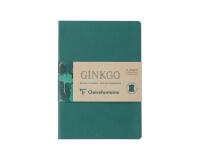 Ginkgo, Set de 2 carnets cousu fil A5 14,8x21 cm, 64 pages, ligné. 1 carnet couverture cuir + 1 carnet couverture carte imprimée, ass.