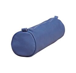 Round leather pencil case Age Bag 21xØ6 cm - Blue