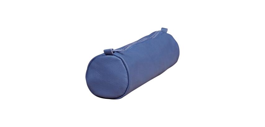 Trousse en cuir Age Bag ronde 21xØ6 cm - Bleu