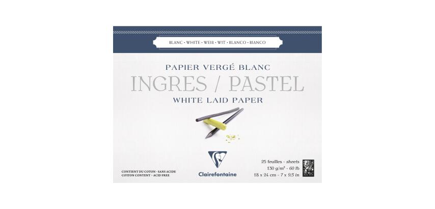 Ingres Pastel bloc collé 25F 18x24cm 130g - Blanc