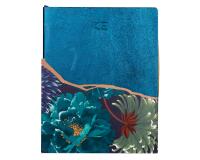 K3 blue, Carnet cuir 19x24 cm, 144 pages, ligné. - Bleu