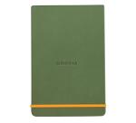 Rhodiarama Webnotepad 9x14 cm, mit festem Einband, 96 Blatt liniert, mikroperforiert, Papier elfenbein 90g, mit Gummizugverschluss - Salbeigrün