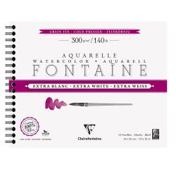 Fontaine, Aquarellpapier extraweiß feinkörnig, Spiralblock 12 Bogen 300g 24x30 cm