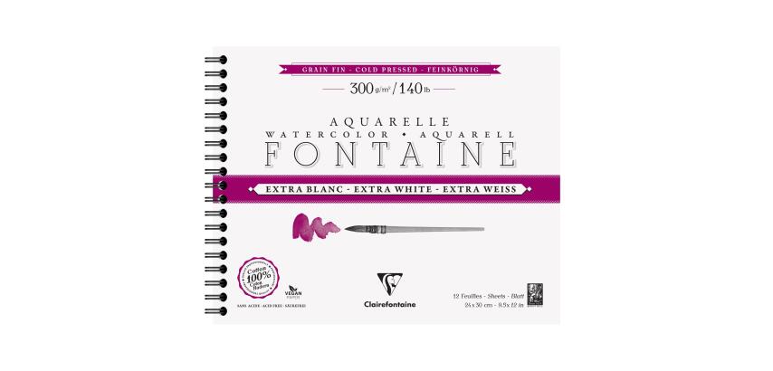 Fontaine Extra Blanc Grain Fin album spiralé 12F 24x30cm 300g