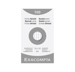 Étui de 100 fiches - bristol quadrillé 5x5 non perforé 75x125mm - Blanc