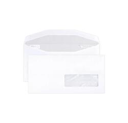 Box mit 500 weißen Umschlägen DL2-114x229mm - maschinell gummiert - 80g/m2 - Kristallpapierfenster 35x100 (Position 20/20) - für automatische Kuvertiermaschine - Weiß