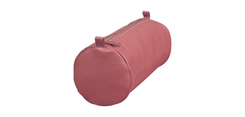 Trousse en cuir Age Bag Grande ronde 22xØ8 cm - Rose antique