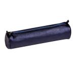 Clairefontaine Leather Round Pencil Case - #5.5x22cm - Petrol/Oil