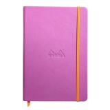 Rhodiarama carnet rembordé rigide A5 192 pages ligné papier ivoire 90g fermeture élastique - Lilas