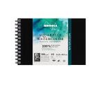 Rhodia Touch Watercolor Book, papier grain fin 100% coton 300g - A6 paysage, 40 pages - Noir