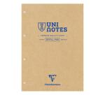 Bloc de cours recyclé encollé grand côté Uninotes A4 200 pages détachables perforé 4 trous petits carreaux - Assortis