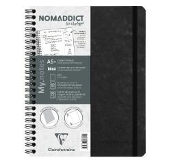 My.Notes Age Bag notitieboek met spiraalbinding en afscheurbare strook A5+ 120 uitscheurbare gestippelde (DOT) pagina's + kader bovenaan - Zwart