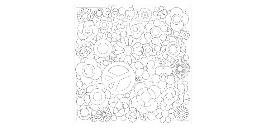 Square 100% silk - 90x90cm Peace - White