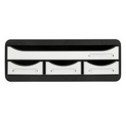 Módulo individual con 4 cajones con tope de seguridad y porta-etiquetas - 270x355x135 mm - GLOSSY - Blanco glossy