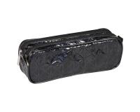 Trousse holographique rectangulaire 2 compartiments 22x7x8 cm, noir - Noir