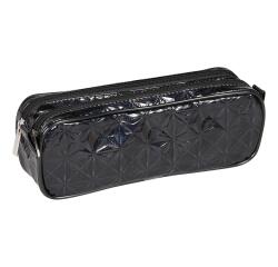 Trousse holographique rectangulaire 2 compartiments 22x7x8 cm, noir - Noir