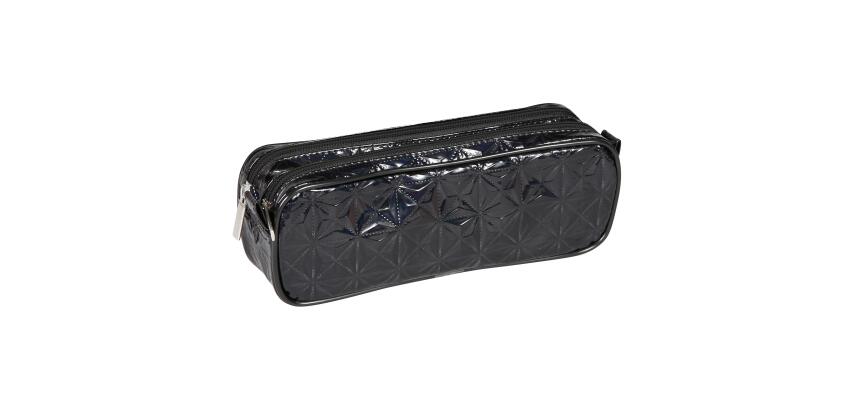 Trousse holographique rectangulaire 2 compartiments 22x7x8 cm, noir - Noir