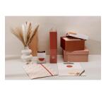 Terracotta, Set mit 3 quadratischen Aufbewahrungsboxen 25x25x12 cm, 20x20x11cm und 16x16x10 cm