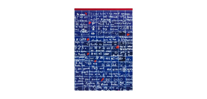Le Mur des Je t'aime, Bloc entoilé entête A6 10,5x14,8 cm, 70 feuillets, ligné
