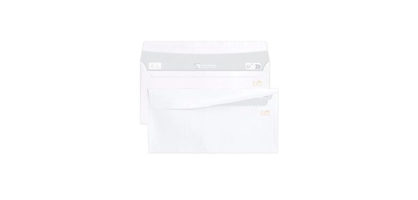 Weiße Briefumschläge haftklebend DIN lang 110x220mm, 80g, leicht zu öffnen, Kartonbox mit 500 Stück - Weiß