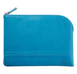 Rhodiarama etui met rits in kunstleer - maat M - 16x22 cm - Turquoise