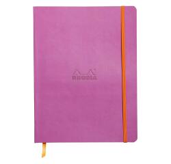 Rhodiarama softcover notitieboek 19x25 cm, 80 blad gestippeld ivoorkleurig papier van 90g, sluiting met elastiek - Lila