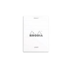 Rhodia White Head Stapled Pad No11, A7, Lined - White