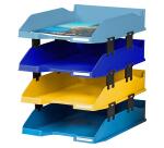 Set de 4 corbeilles-à-courrier Combo Midi Bee Blue - Couleurs assorties