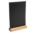 Support visuel vertical ardoise avec socle bois A4 - Noir