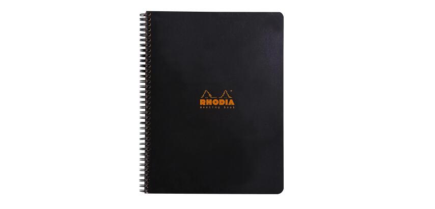 Meeting book Rhodia Classic reliure intégrale 22,5x29,7 cm 160 pages imprimées détachables 90g - Noir