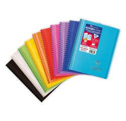 Koverbook spiraalgebonden schrift A5 80 blad klein geruit 5x5mm transparante wraparound polypropyleen omslag - Geassorteerde kleuren