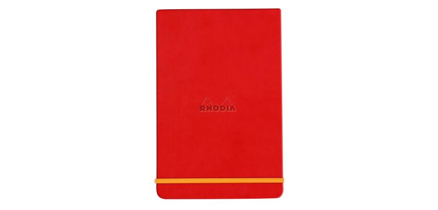 Rhodiarama Webnotepad rembordé rigide A5 192 pages ligné microperforé papier ivoire 90g fermeture élastique - Coquelicot