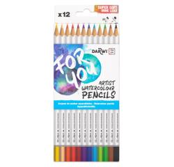 Darwi For You boite de 12 crayons de couleur aquarellables - Assortiment