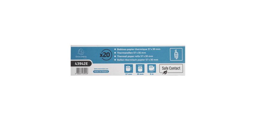 Rotoli carta per carta di credito 57x30mm - 9m - Carta termica conttato alimentare 52gr - Safe Contact senza fenolo - Grigio chiaro|